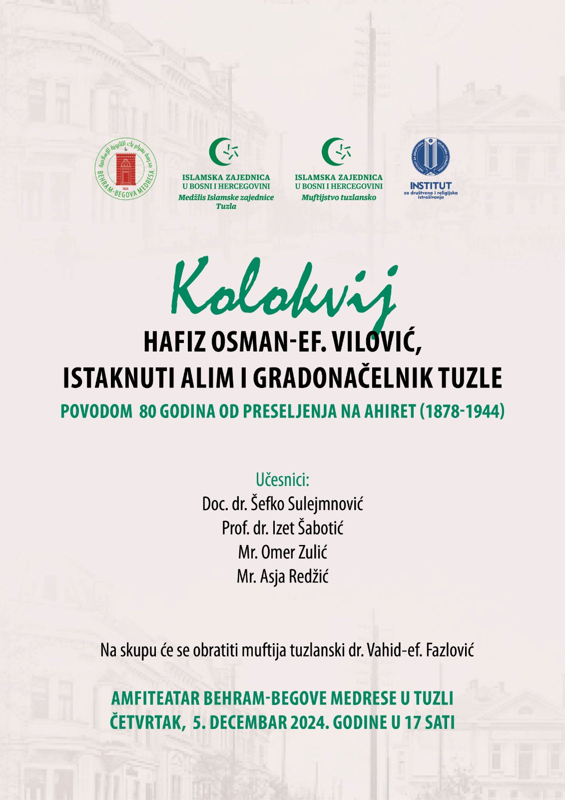 Najava kolokvija o gradonačelniku Tuzle Osmanu Viloviću (1878-1944)