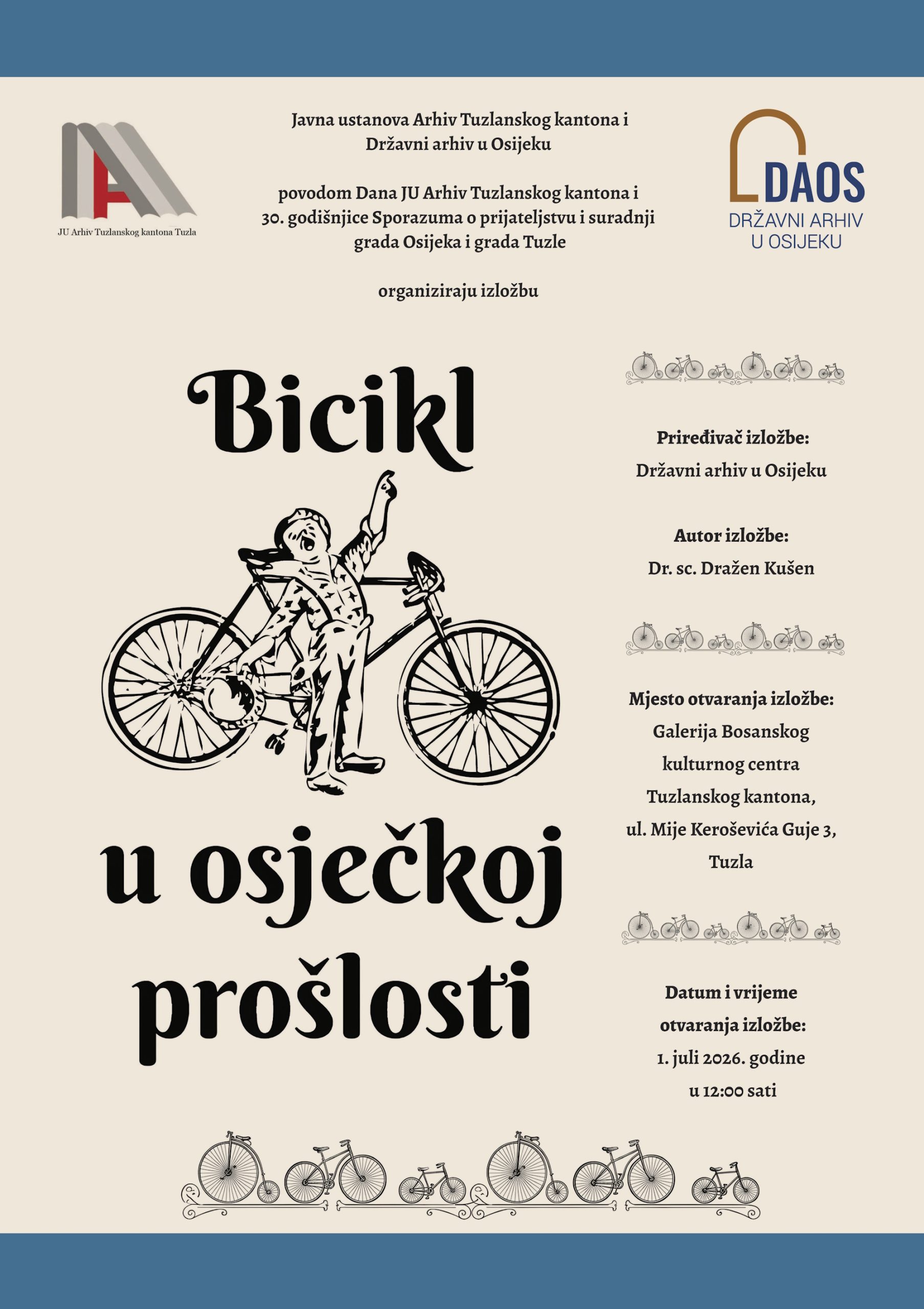 Najava izložbe Državnog arhiva Osijek povodom Dana Arhiva TK, 1. jula