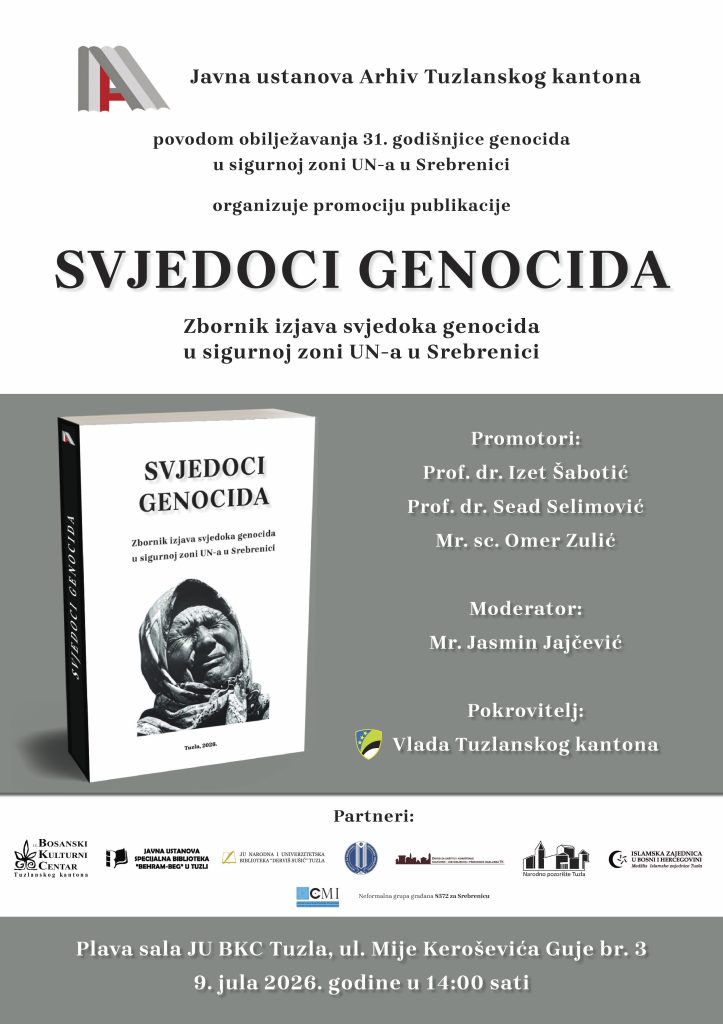 Najava promocije publikacije „Svjedoci genocida“ u BKC-u Tuzla