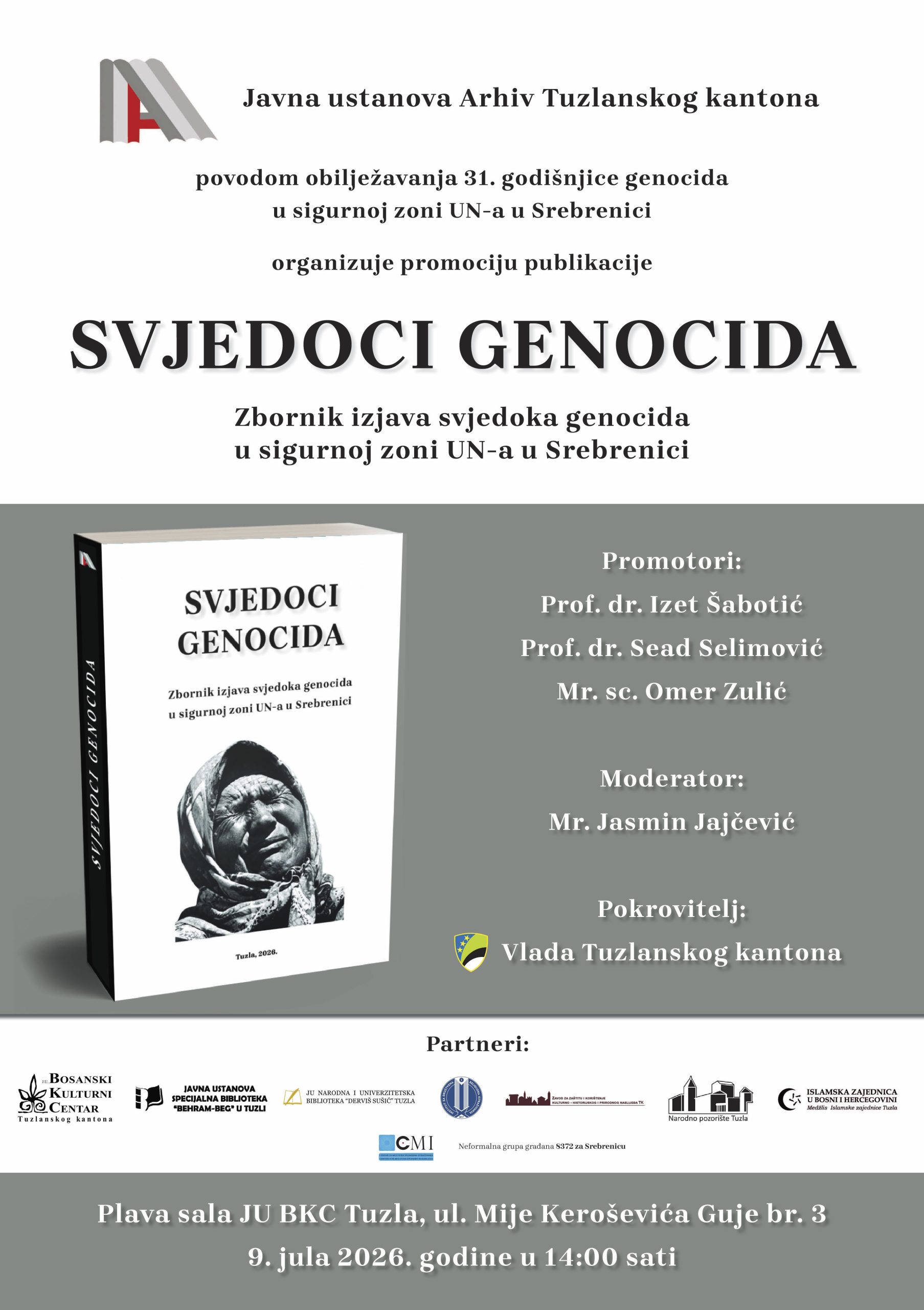 Najava promocije publikacije „Svjedoci genocida“ u BKC-u Tuzla