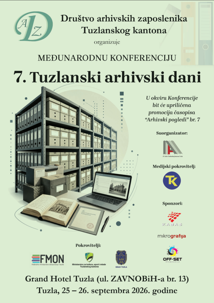 Najava konferencije “7. Tuzlanski arhivski dani”